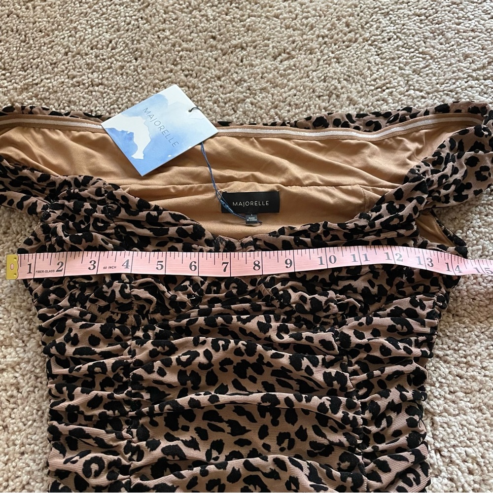 Majorelle Tabitha Ruched Bodycon Midi Dress Leopard Print Size Small - Picture 13 of 14